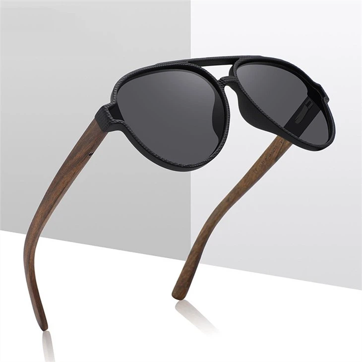 Polarized Wooden Aviator Sunglasses